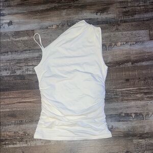 Abercrombie & Fitch White One-Shoulder Tank Top